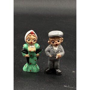 Spanish Mud People Villagers Man & Wife Terra Cotta Figurine # 5